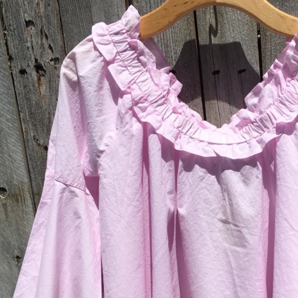 NWT Forever 21 Off Shoulder Top Cotton Pink S - Picture 9 of 13